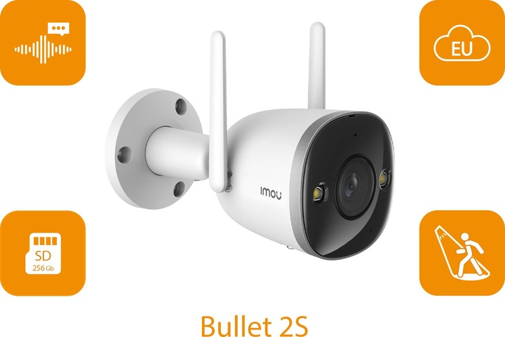 Productafbeelding Imou Bullet 2S 4MP IPC F46FP 0360B WLAN IP 2560 x 1440 Pixel Bewakingscamera (2560 x 1440 Pixels)
