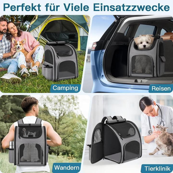 Produktbild Markenlos Haustier Rucksack mit Netzfenster (Hund, Katze, Kleintier, Atmungsaktiv, Faltbar)