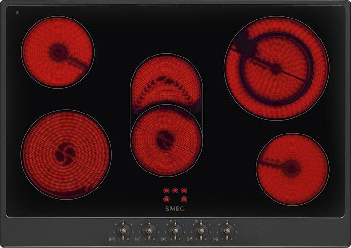Produktbild Smeg P875AO Glaskeramikkochfeld, 72 cm, Schwarze Glaskeramik, anthrazit (71.80 cm, Glaskeramik Kochfeld)
