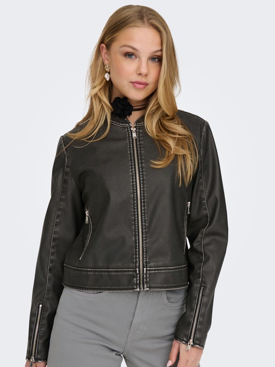 Immagine prodotto Only Colletto a vista Polsini delle maniche con zip Giacca in ecopelle (XS)
