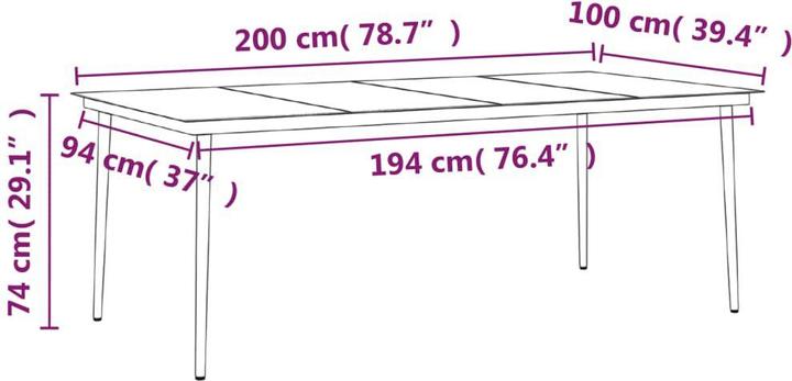 Produktbild vidaXL Garten Essgruppe (200 x 100 x 74 cm)