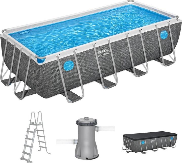 Produktbild Bestway Basen stelażowy Splashview 488mx244cm szary rattan 10w1 561MB (488 x 244 x 122 cm)