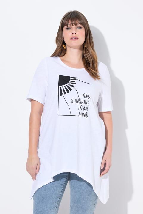 Actual product image Ulla Popken Eco Cotton Longline Pointed Hem Sunny Graphic Tee (46, 48)