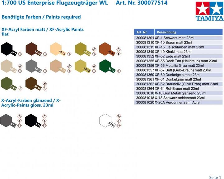 Actual product image Tamiya 1:700 US Enterprise Aircraft Carrier WL