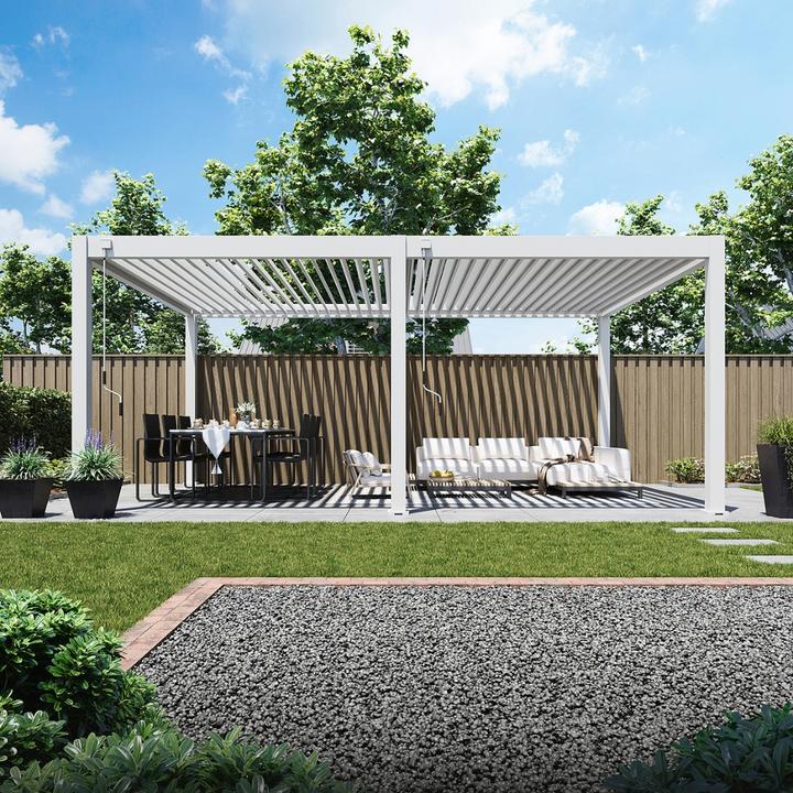 Produktbild Weide Pergola Deluxe Plus 4x6m mit Lamellendach Weiss (400 cm, 600 cm)