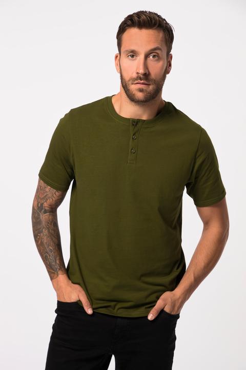 Image du produit JP1880 T-shirt Henley, collection Basic. Manches courtes et patte de boutonnage (4XL)