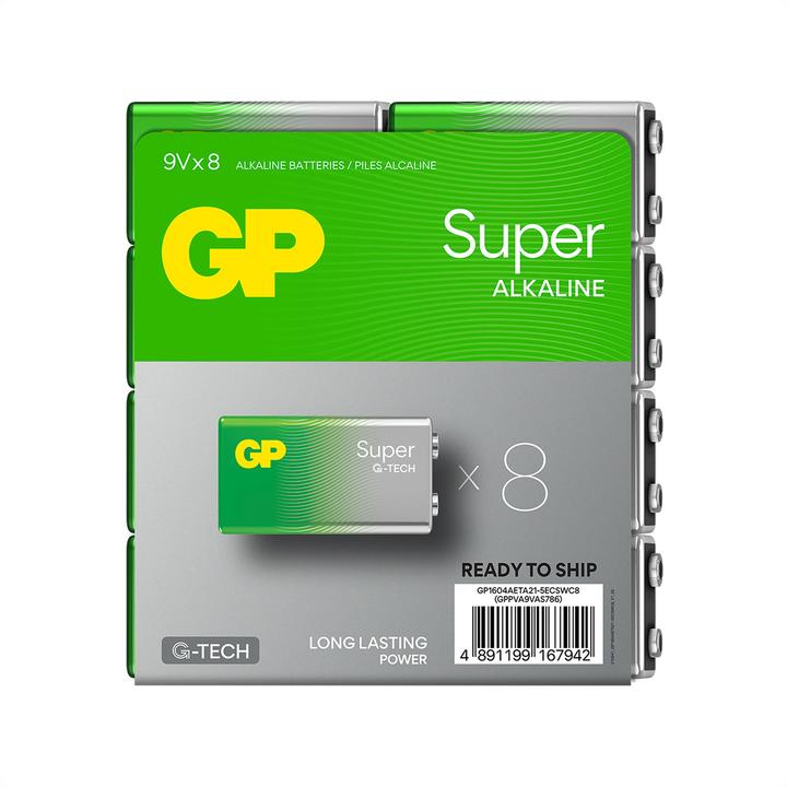 Produktbild GP Batteries 9 V Batterie Super Alkaline Batterien 9V, 8er (1 Stk., 9V Block)