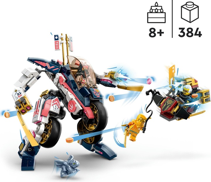 Actual product image LEGO Ninjago Sora's Mech transforms into a racing bike (71792). (71792, LEGO Ninjago)