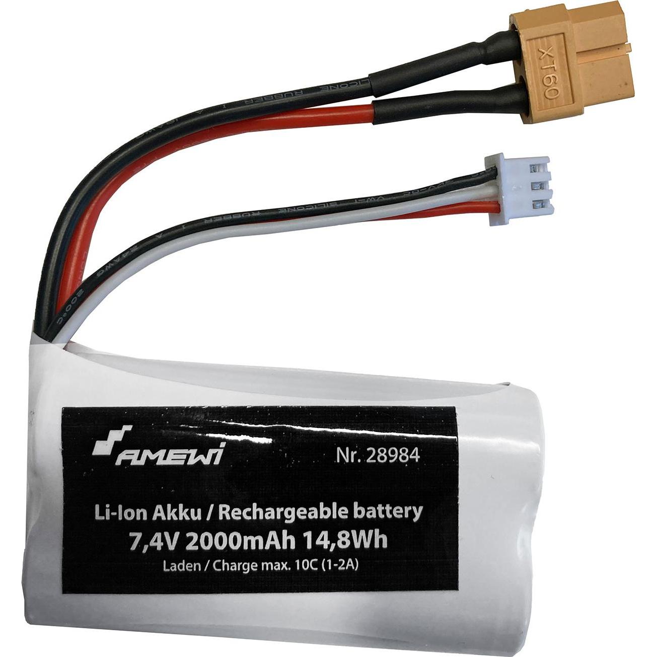 Amewi Li-Ion Akku 2S 7,4V 2000mAh XT60 (7.40 V, 2000 mAh)