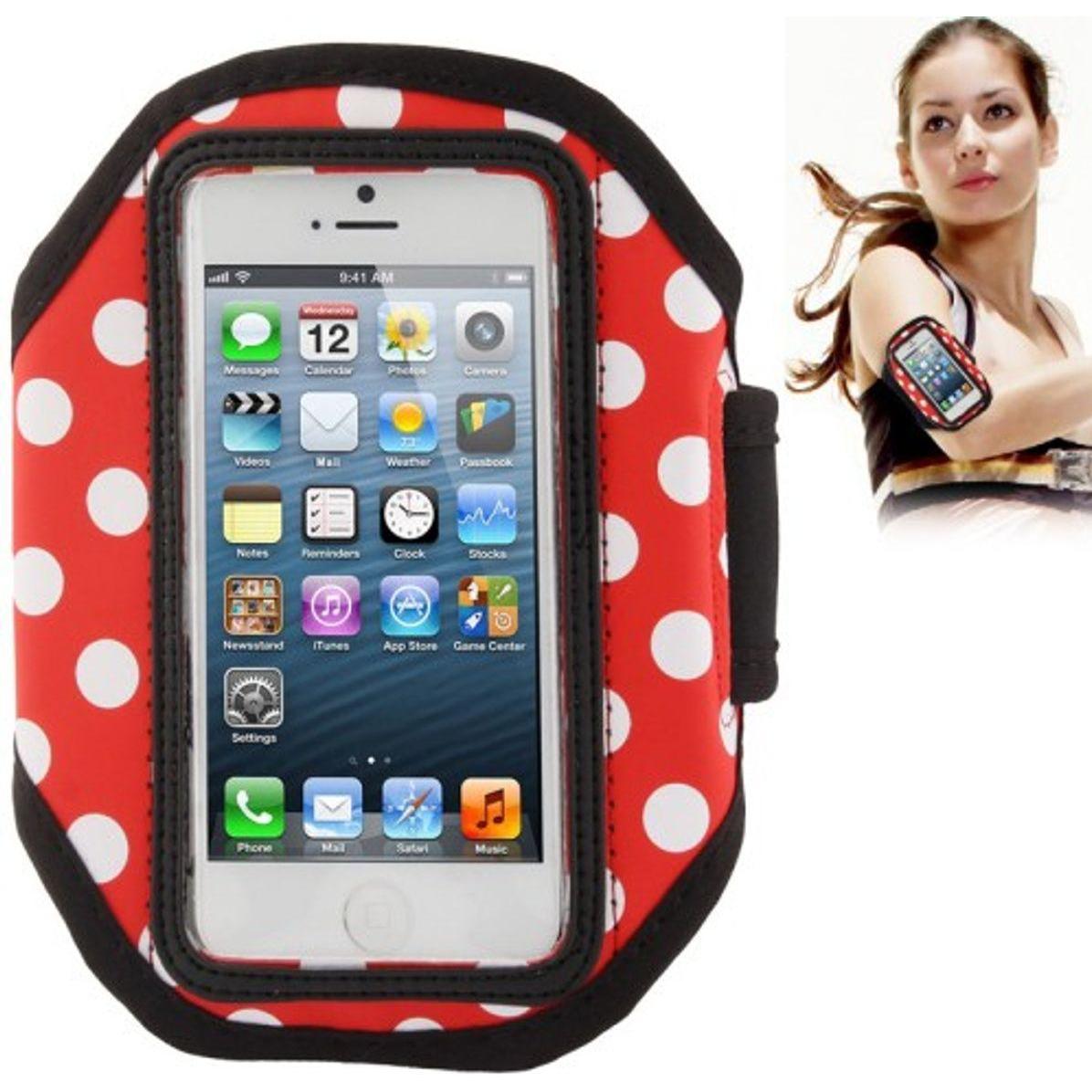 König Design Sportarmband Tasche für Handy iPhone 5 / 5s / 5c, Smartphone Sportarmband, Rot