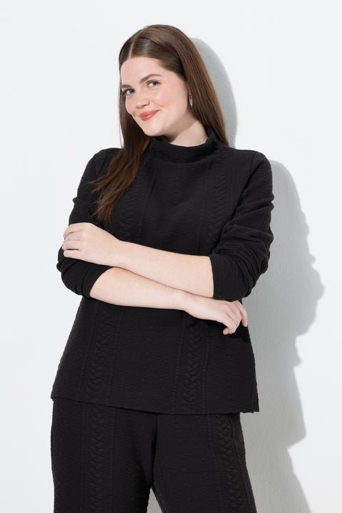 Produktbild Ulla Popken Jacquard-Sweatshirt, Stehkragen, Langarm (54)