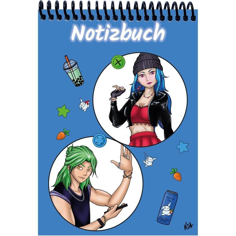 E & Z, Heft + Block, A 5 Notizbuch Manga Quinn und Enora, bl (A5, Liniert)