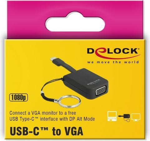 Produktbild Delock Monitoradapter USB Typ-C zu VGA, DP Alt (VGA, 3 cm)