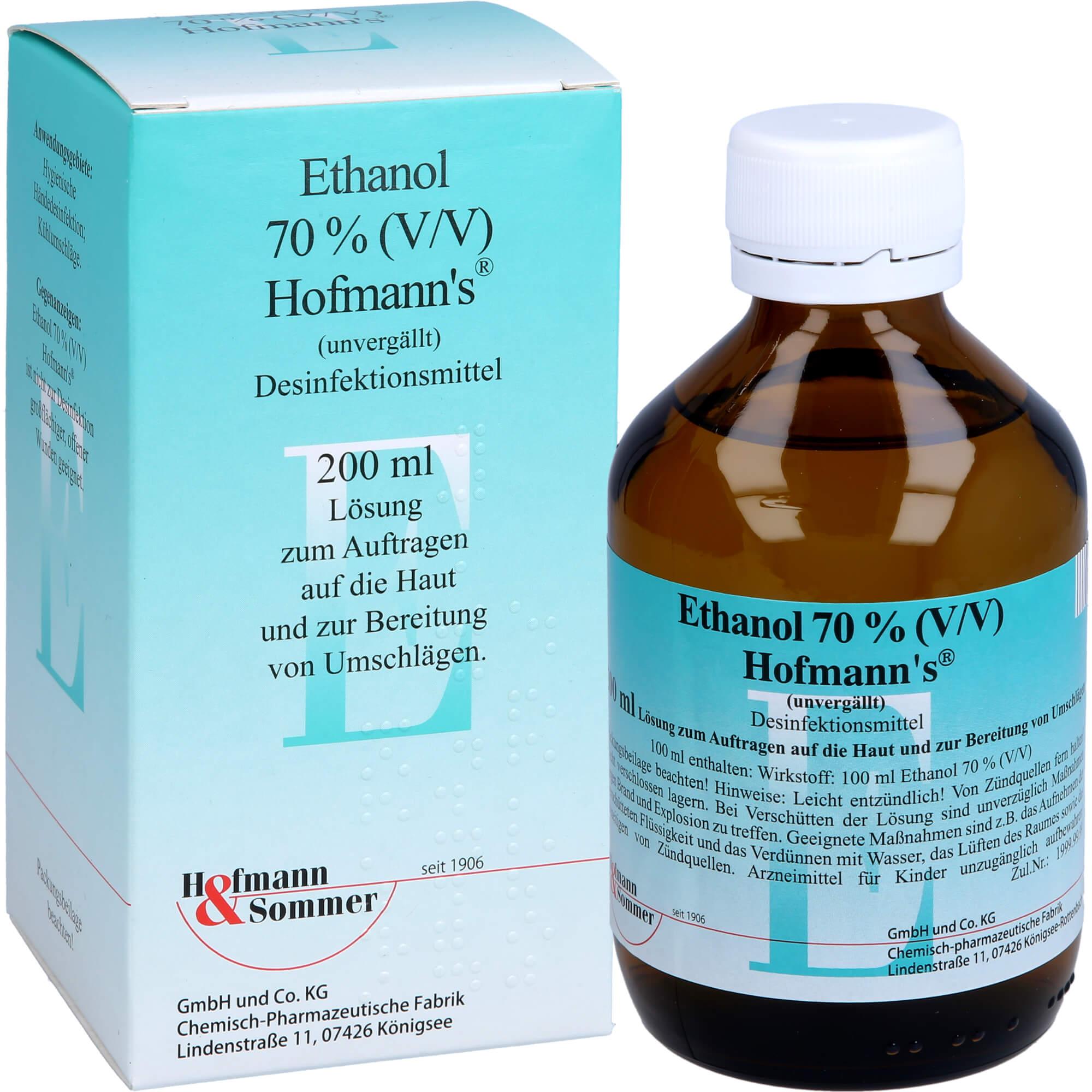 Thumbnail - Hofmann & Sommer, Wundversorgung, Ethanol 70% (V/V) Hofmann's, 200 ml LOE (200 ml)