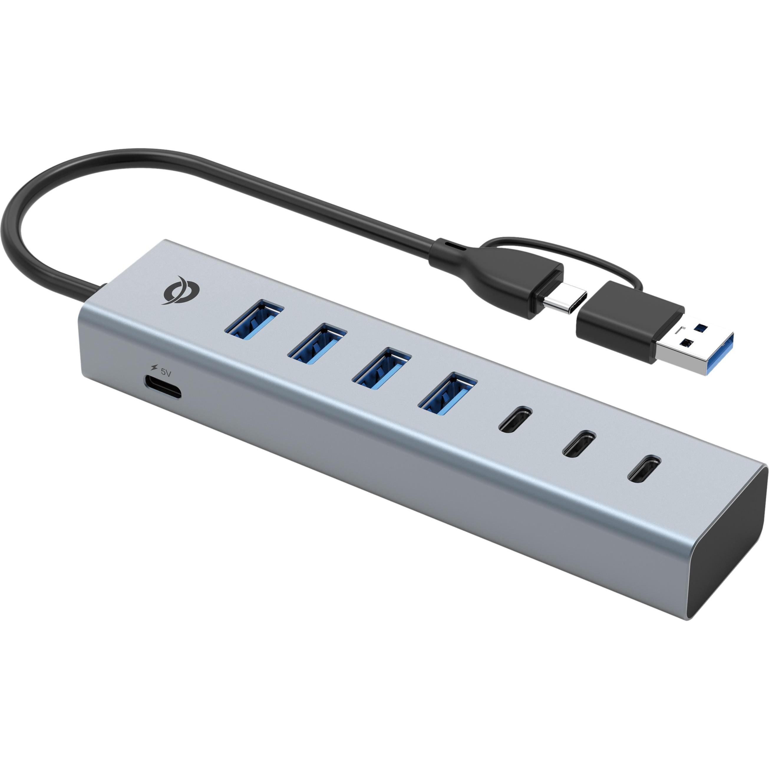 Conceptronic HUBBIES20G (USB-C, 7 Ports), Dockingstation + USB Hub, Grau