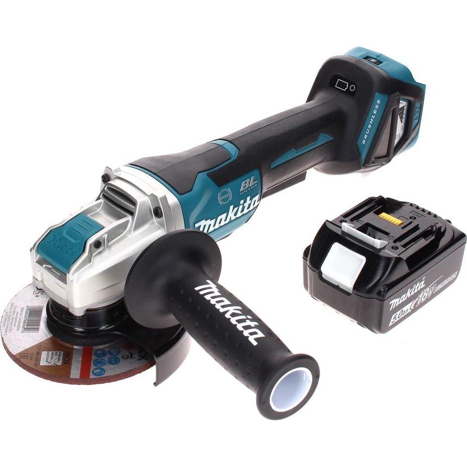 Thumbnail - Makita, Winkelschleifer, DGA 519 T1 Akku Winkelschleifer 18 V 125 mm Brushless X-Lock + 1x Akku 5,0 Ah - ohne (125 mm)