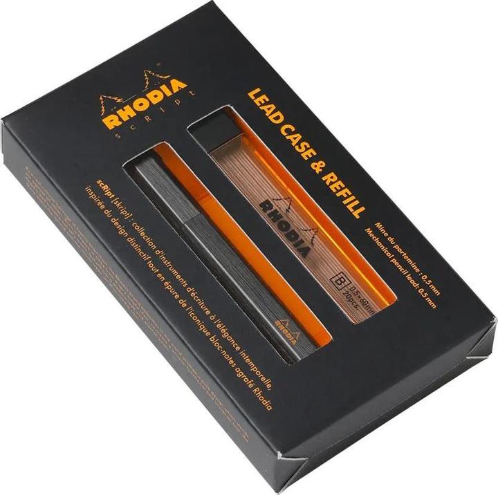 Actual product image Rhodia script lead c ase & refill black (Black, 0.50 mm, 20 pcs.)