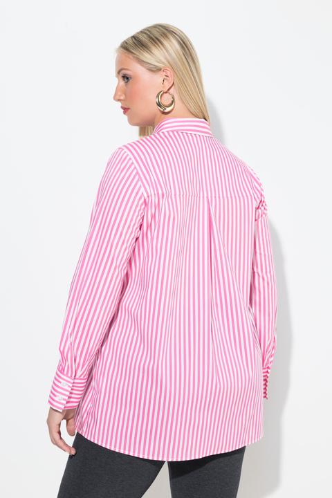 Immagine prodotto Ulla Popken Blusa elasticizzata con righe, collo da camicia e maniche lunghe (56)