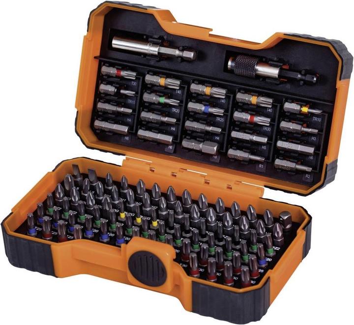 Image du produit Bahco Jeu d'embouts 1/4" pour vis à fente, Phillips, Pozidriv, 6 pans et TORX Tamper 50 mm × 110 (Torx TX)