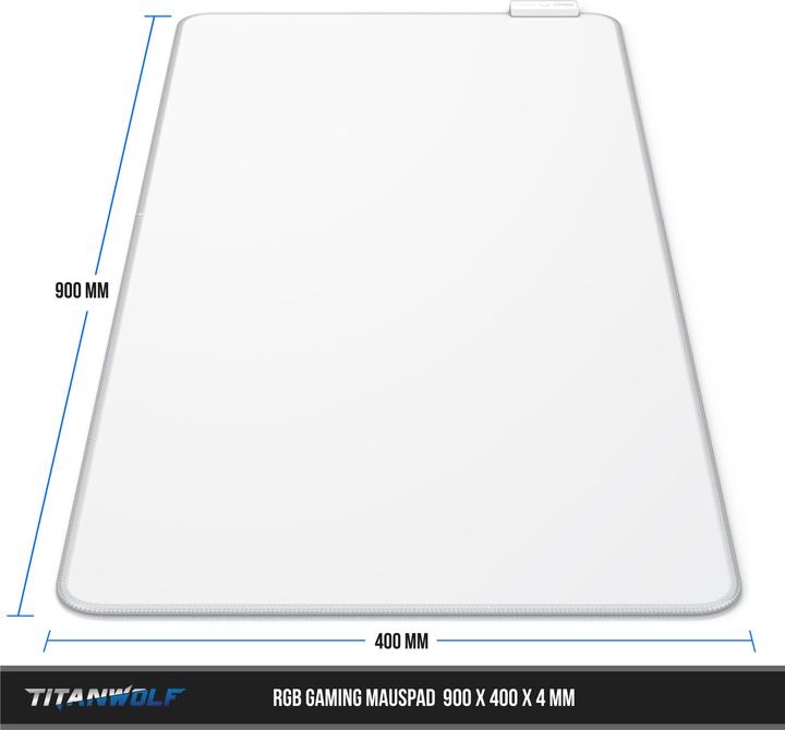Image du produit Titanwolf Tapis de souris de jeu, tapis de souris XL RGB 900 x 400 mm, améliore la précision & la vitesse (XL)