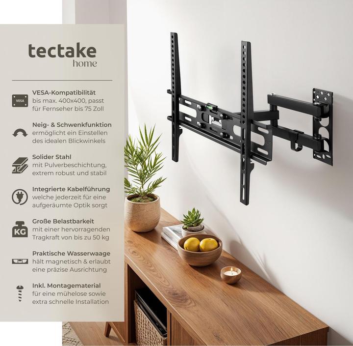 Image du produit tectake Support TV mural (Mur, 50 kg, 26" - 55")