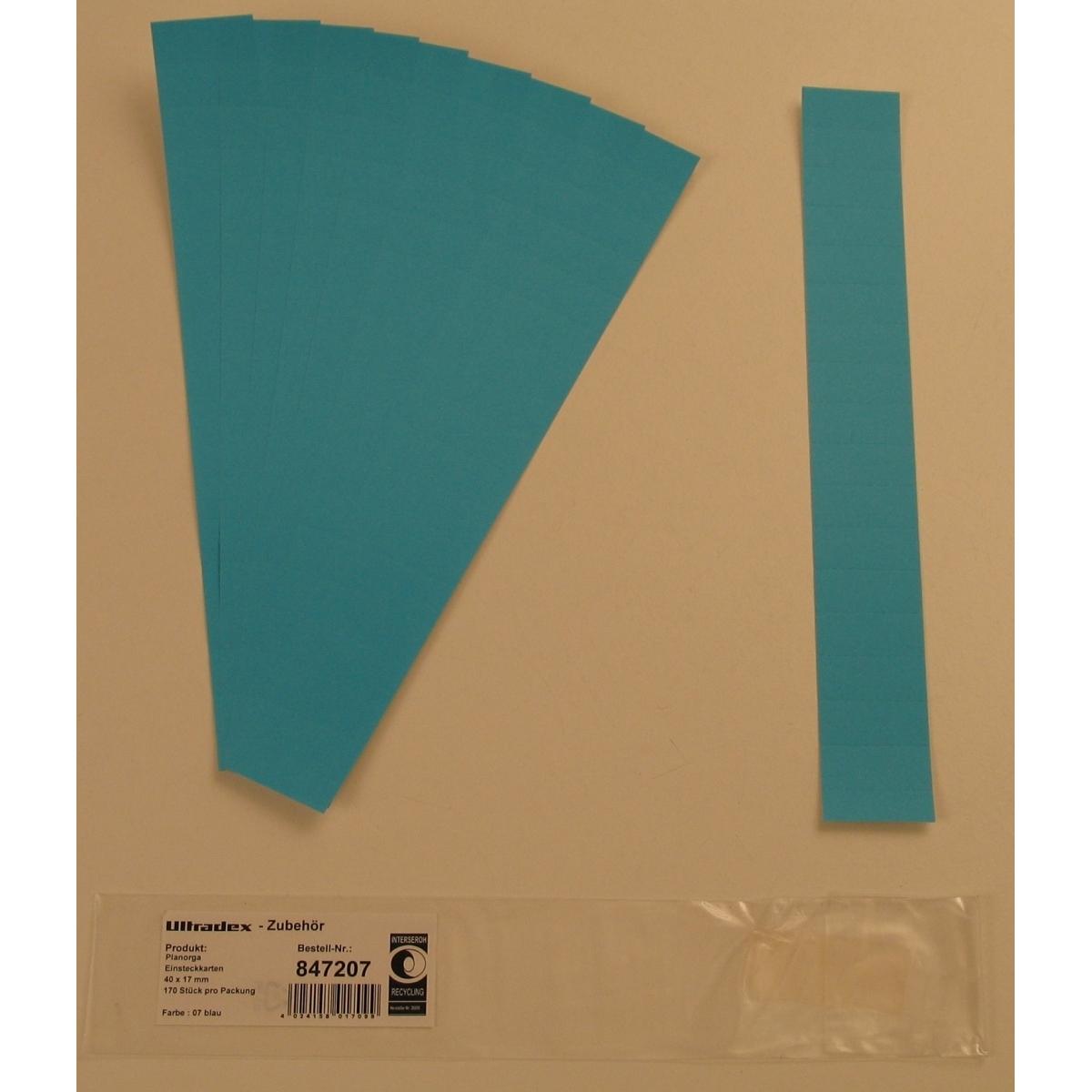 Ultradex, Kartenaufbewahrung, Einsteckkarten für 20mm Einsteckschiene 40x17mm VE=170 Stück blau