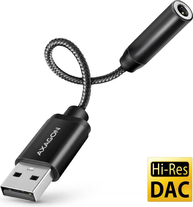 Produktbild Axagon ADA-HA, USB-A na 3.5mm jack Hi-Res DAC audio adaptér, 384kHz/32bit, stereo