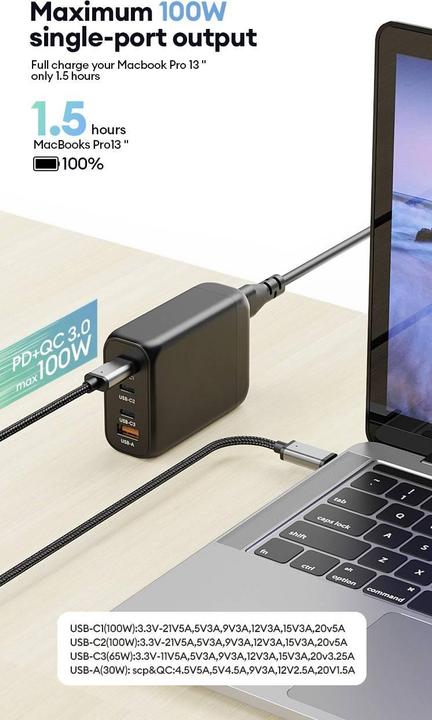 Immagine prodotto Voltcraft UC-3C1A100W02 USB-Ladegerät 100 W Innenbereich USB-C®, USB-A Anzahl A (100 W, 4 porte)