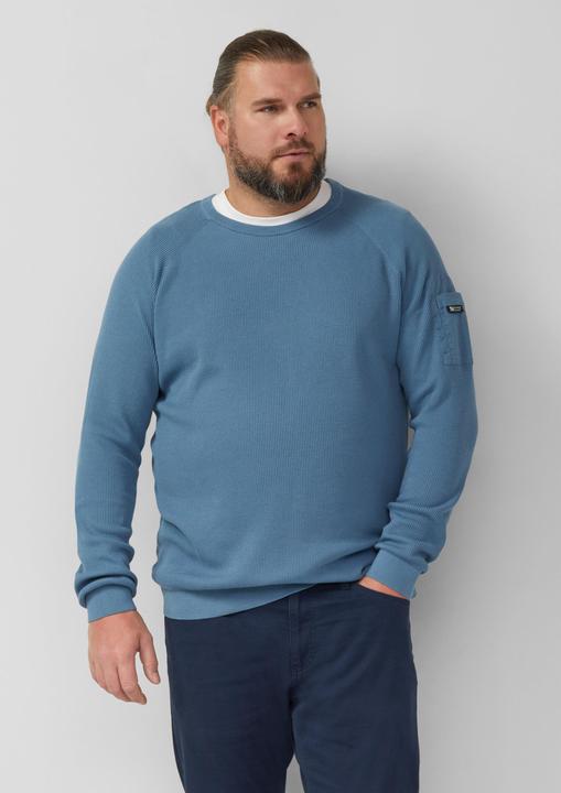 Produktbild s.Oliver Strickpullover Strukturierter Raglanpullover aus Baumwolle mit Ärmeltasche (3XL)