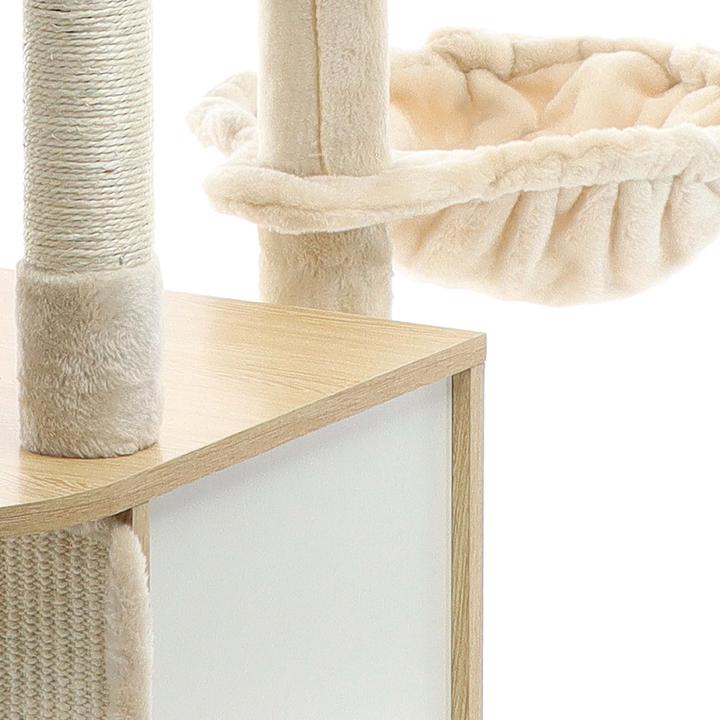 Produktbild Fudajo Kratzbaum Holz Beige 106cm Katzenkratzbaum Katzenbaum Katzenmöbel Katze (106 cm, Beige, Holz)