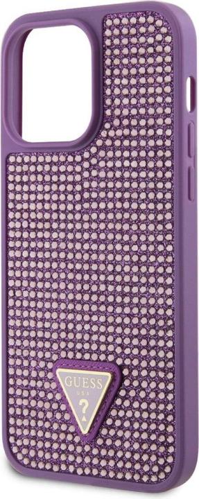 Actual product image Guess Rhinestones Triangle Metal Logo Case for iPhone 15 Pro Max Purple (Apple iPhone 15 Pro Max)