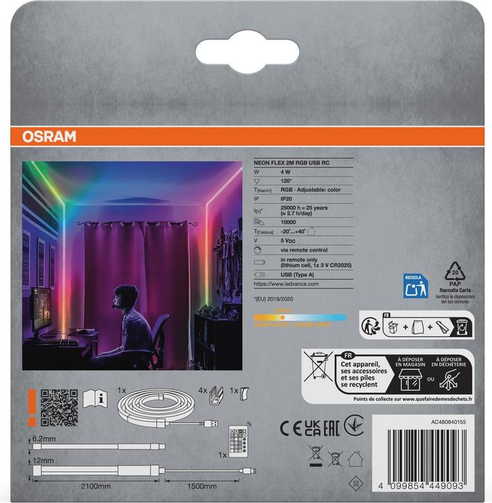 Produktbild Osram Neon Flex 2M RGB USB Remote Control (RGB, 200 cm, Indoor)