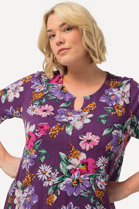 Produktbild Ulla Popken Longshirt, Blüten, A-Linie, Tunika-Ausschnitt, Halbarm (58)