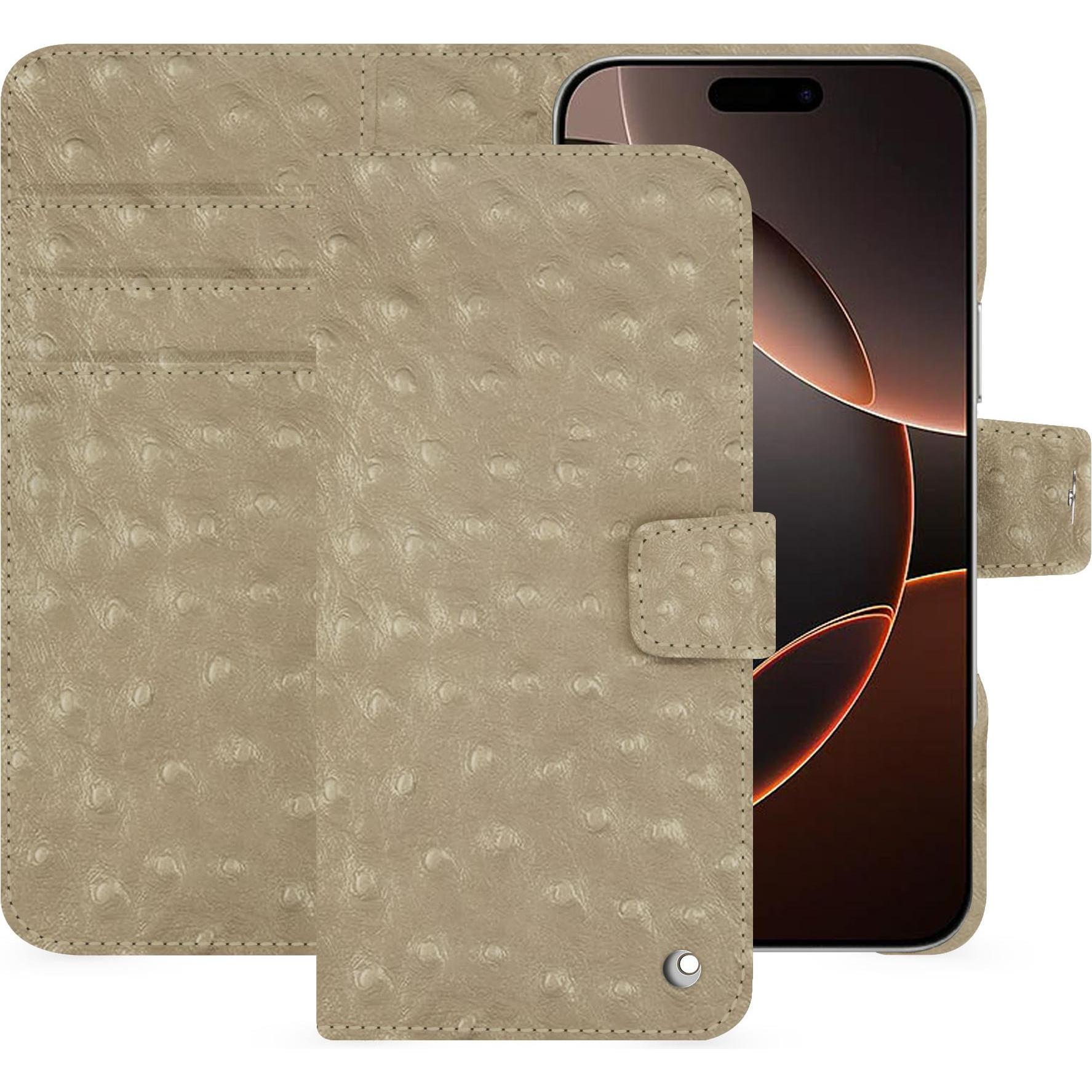 Noreve Lederschutzhülle Apple iPhone 16 Pro (Apple iPhone 16 Pro), Smartphone Hülle, Beige