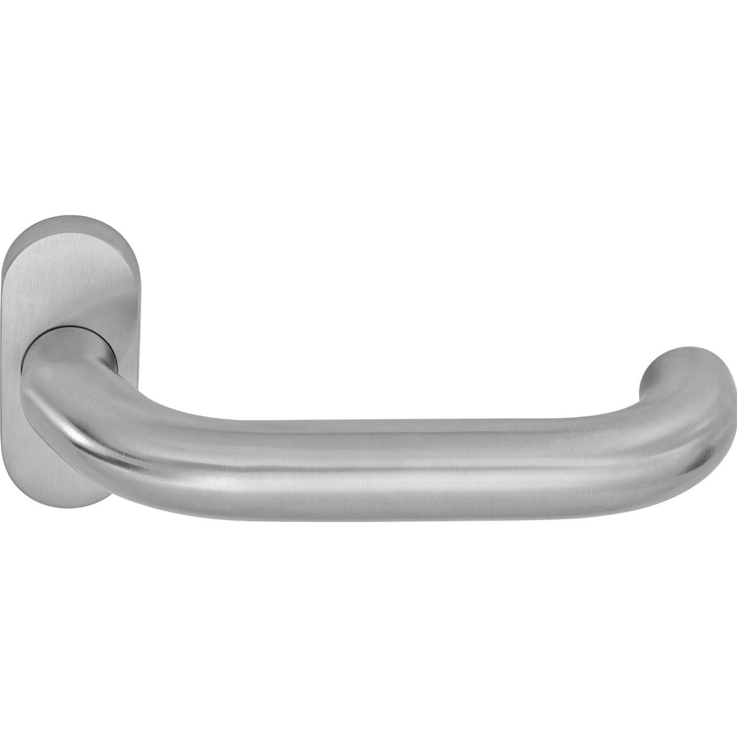 Ogro, Türgriff + Fenstergriff, Drückerlochteil PREMIUM 8350 V/6621 - mit Rosette, Edelstahl matt (Türgarnitur)