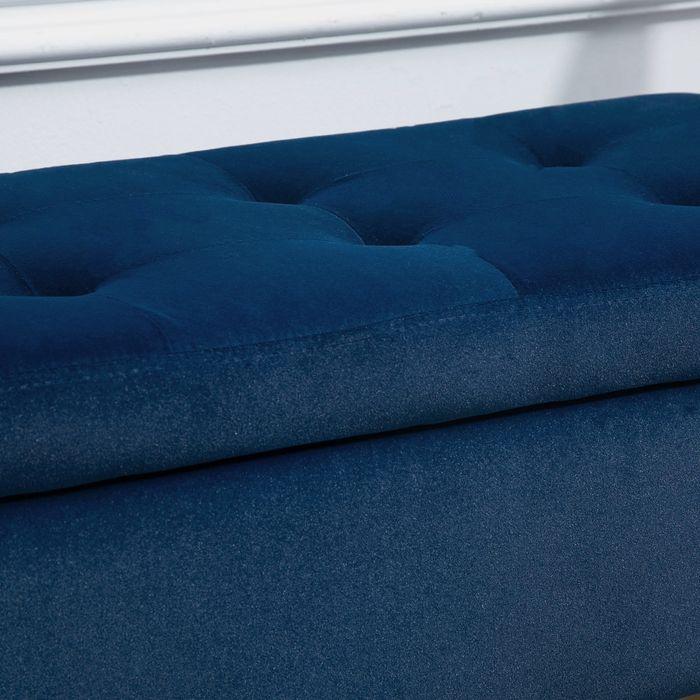 Actual product image Swisshandel24 Luxury bench Upholstered bench with storage space Armrests Chest bench Velvety polyester rubberwood (107 cm)