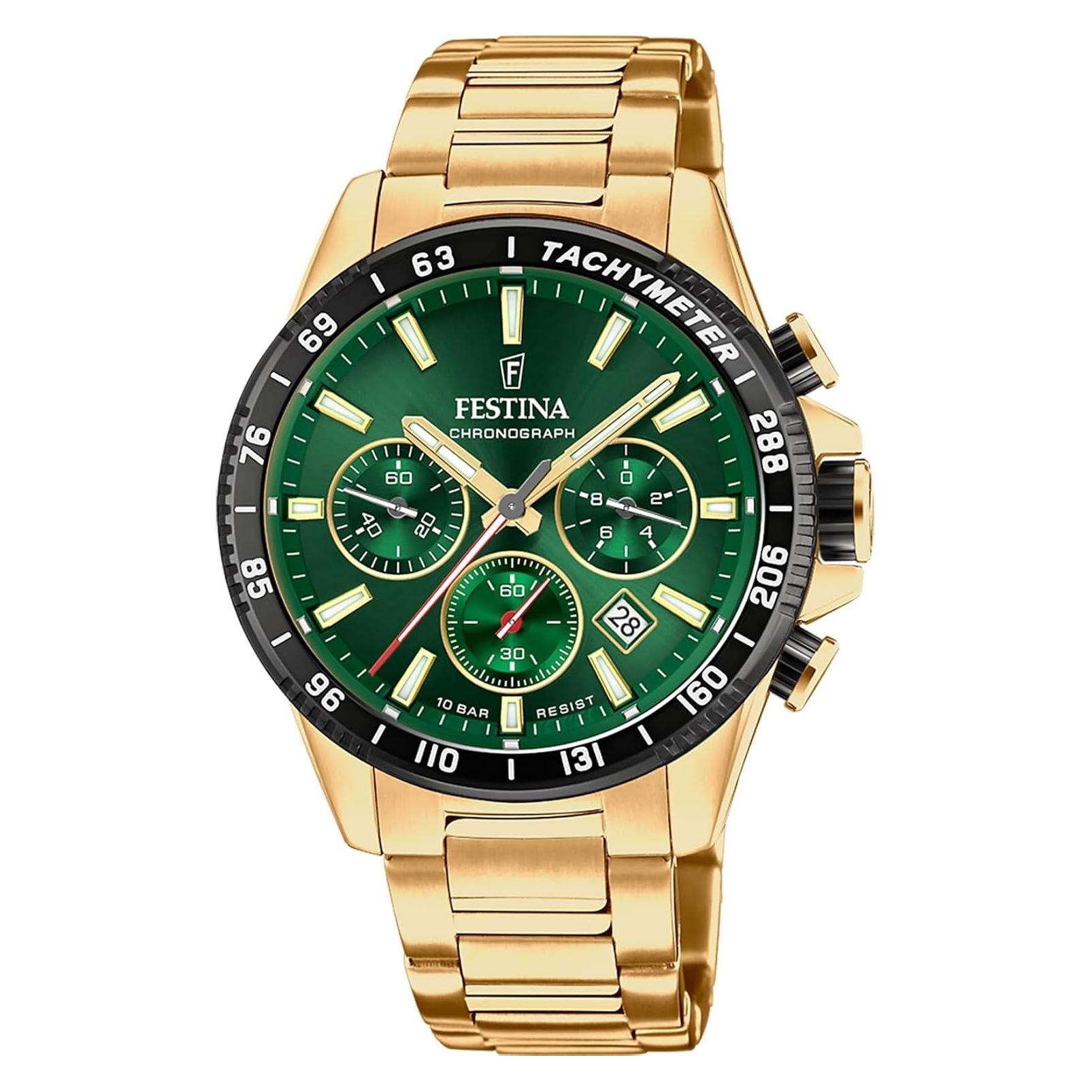 Festina, Armbanduhr, Timeless Chronograph, Gold, (Chronograph, Analoguhr, 45 mm)
