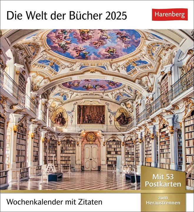 Harenberg Die Welt der Bücher Postkartenkalender 2025 - Wochenkalender
