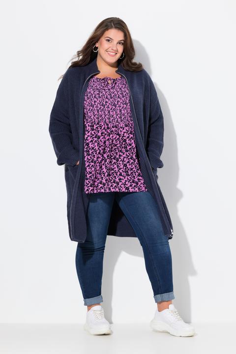 Image du produit Ulla Popken Cardigan long en maille côtelée, coupe oversize et col montant (56)