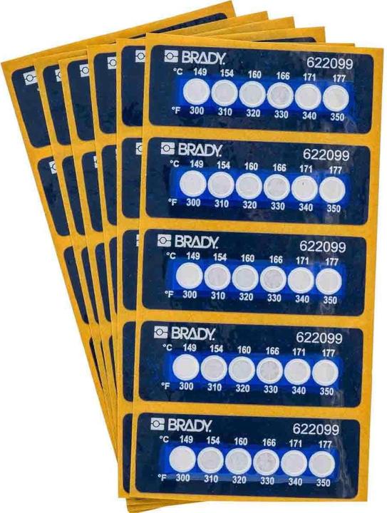 Produktbild Brady TIL-6-149C/300F, B-7512, Irreversible, temperaturanzeigende Etiketten, Polyethylen, Weiss auf