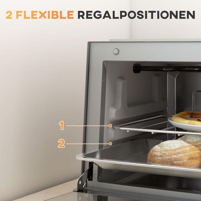 Produktbild Swisshandel24 Minibackofen 9L Mini Ofen mit Backblech, Grillrost, 100 °C-230 °C Edelstahl, silber