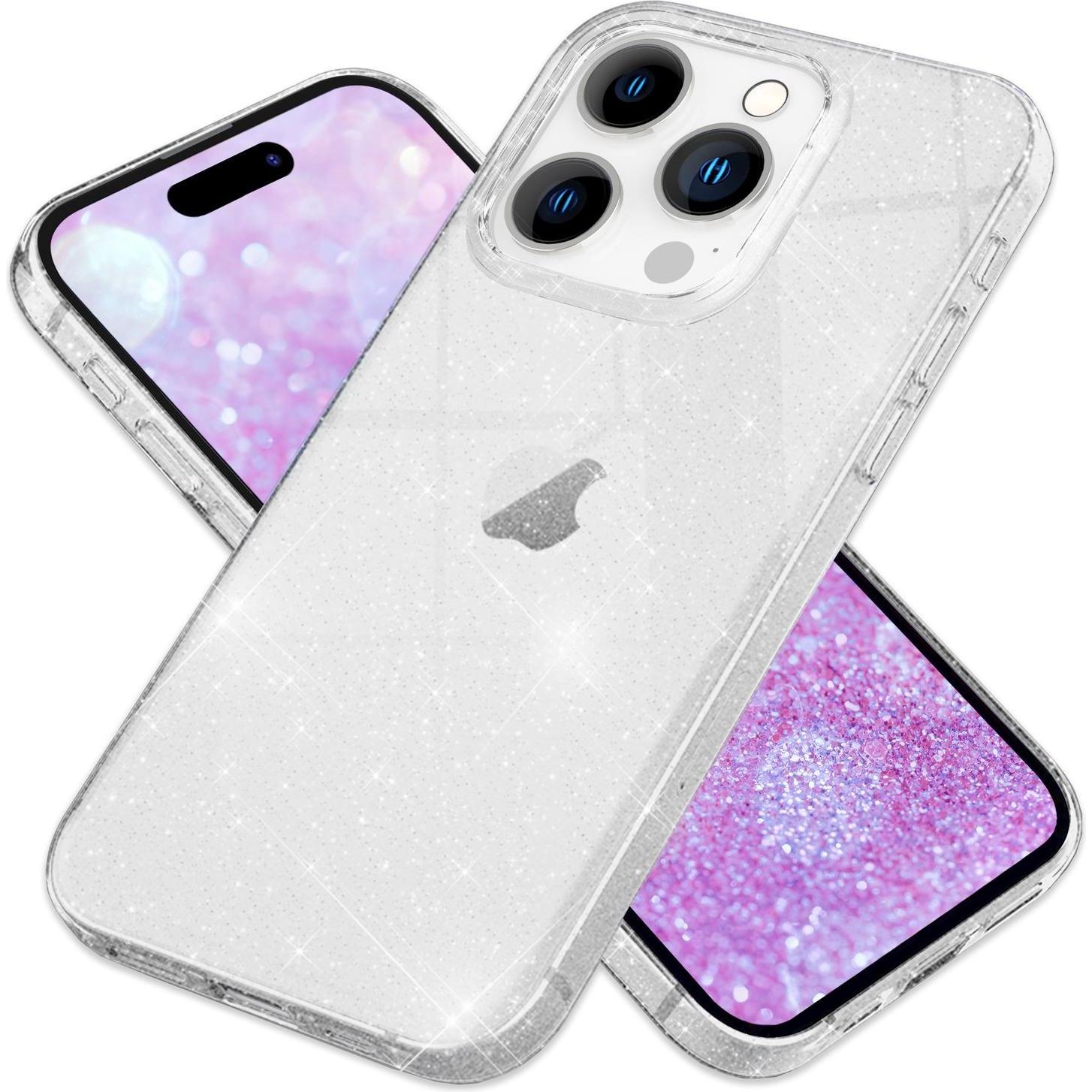 Nalia Klare Glitzer Silikon Hülle (Apple iPhone 16 Pro Max), Smartphone Hülle, Transparent