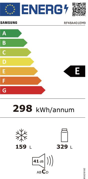 Energie-Label Samsung RF48A401EM9/EF Side-by-Side-Kühlschrank 4 (488 l)