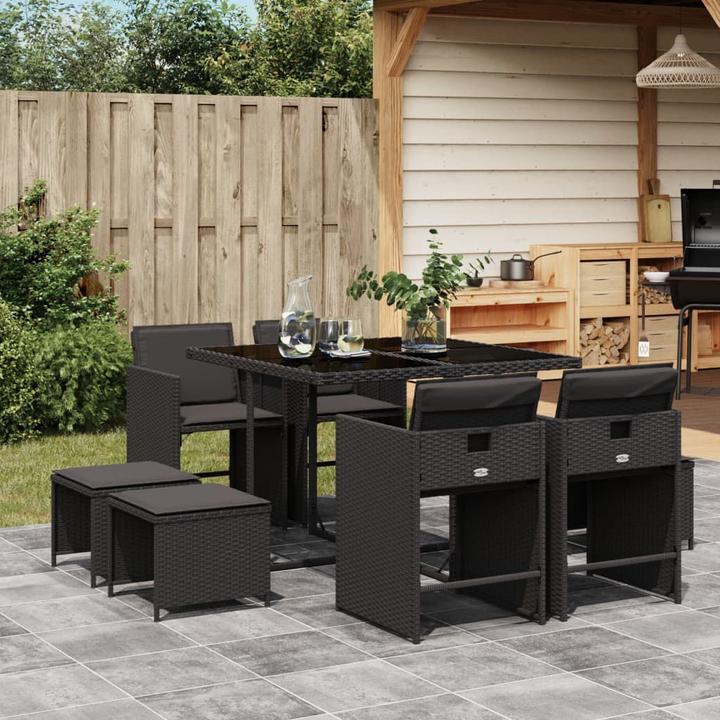 Image du produit VidaXL Meuble de jardin Ensemble de jardin 9pcs. noir Poly rotin (110 cm)