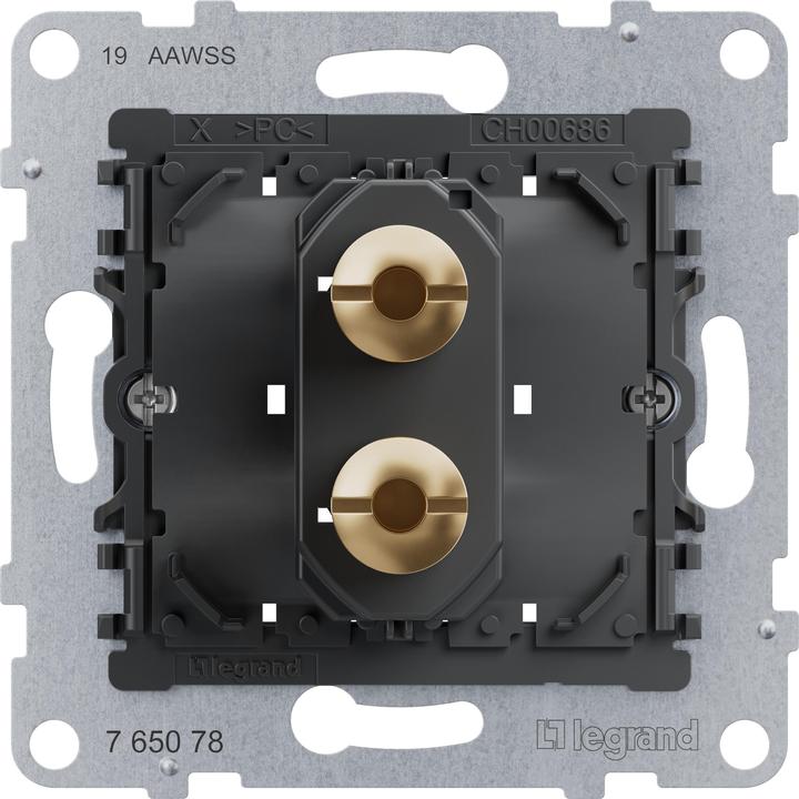 Legrand SEANO single speaker connection, insert, 4mm sockets, gold-plated brass sockets for he