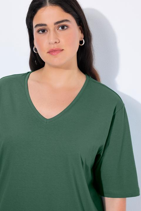 Produktbild Ulla Popken T-Shirt, Basic, Relaxed Fit, V-Ausschnitt, Halbarm (60)