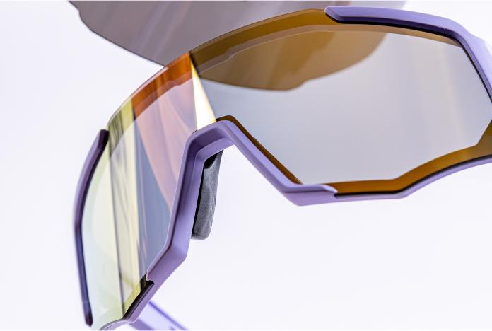 Actual product image Coast Optics Nita sports glasses Alpen purple with Gold Sun and clear lens (Alps purple, Gold Sun, Lucid)