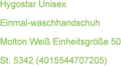 Hygostar unisex disposable wash glove MOLTON white one size 50 pcs. (One size)