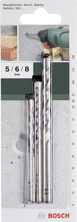 Actual product image Bosch Professional Zubehör 3-piece concrete drill bit set 5.0 x 85 6.0 x 100 8.0 x 120 (5 mm, 6 mm, 8 mm)