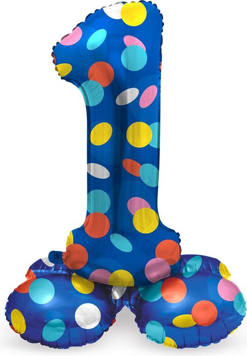 Folat Standing Foil Balloon Colourful Dots Number 1 - 72cm (1 x)